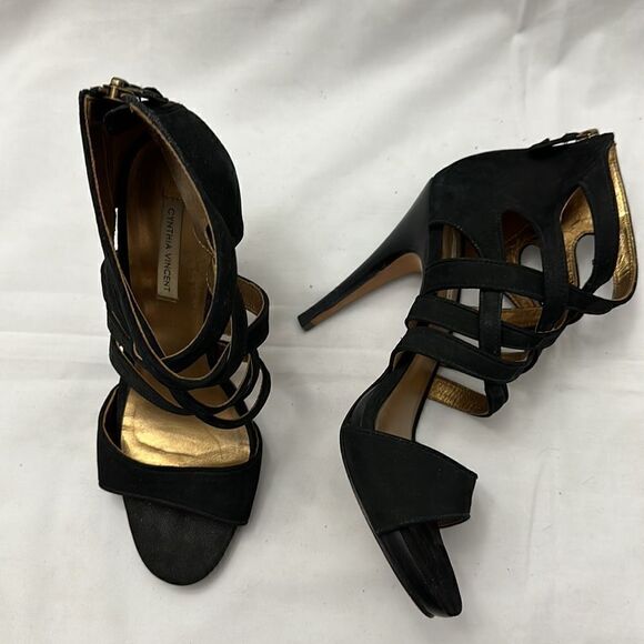 Cynthia Vincent women’s cross front suede heels size 8 - Picture 4 of 11